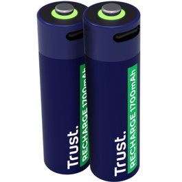 Trust Pack de 2 Pilas Recargables AA USB-C 1700 mAh